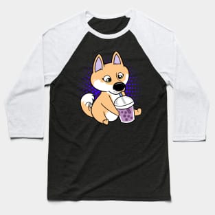 Shiba Inu Dog Kawaii Anime Bubble Tea Boba Baseball T-Shirt